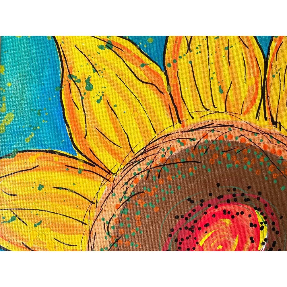 Original Art ‘Sunflower Shine 5’ Oil Marker by Artist Tristina Dietz Elmes Decor